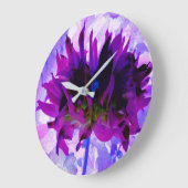 パープル素晴らしとブラックサボテンのダリア ラージ壁時計 (傾斜)