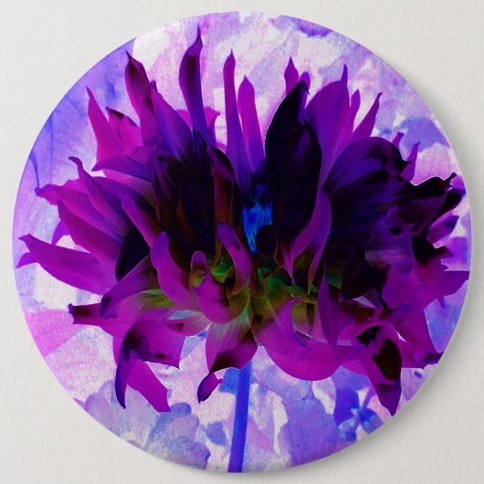 パープル素晴らしとブラックサボテンのダリア 缶バッジ (正面)