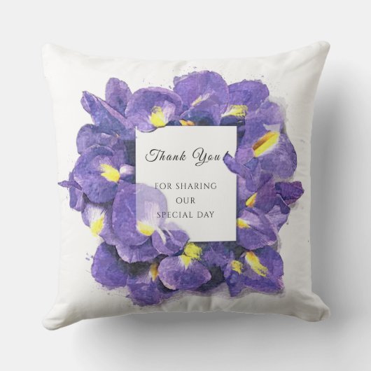 パープル素晴らしアイリス水の色フローラありがとう クッション (裏面)