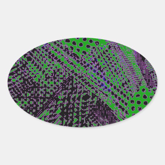 パープル素晴らしグリーン抽象芸術建築デザイン 楕円形シール (正面)