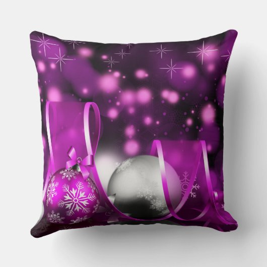 パープル素晴らしトーンクリスマス投げ枕 クッション (裏面)