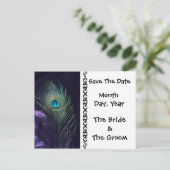 パープル素晴らしピーコック日付はがきを保存 案内ポストカード (スタンド正面)