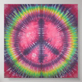 パープル素晴らし絞り染めピースサインキャンバス ポスター (正面)