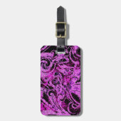 パープル素晴らし&ブラック抽象デザイン ラゲッジタグ (正面縦)