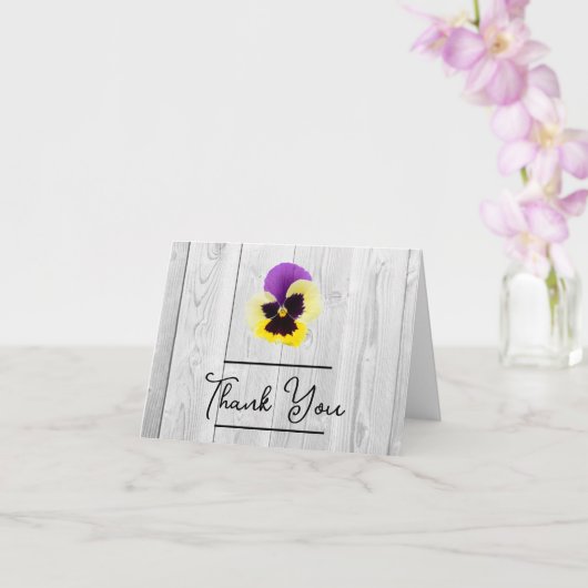 パープル素朴とイエローパンジーのサンキューカード カード (蘭)