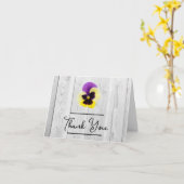 パープル素朴とイエローパンジーのサンキューカード カード (黄色い花)