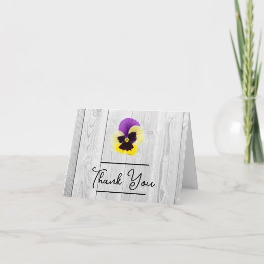 パープル素朴とイエローパンジーのサンキューカード カード (正面)