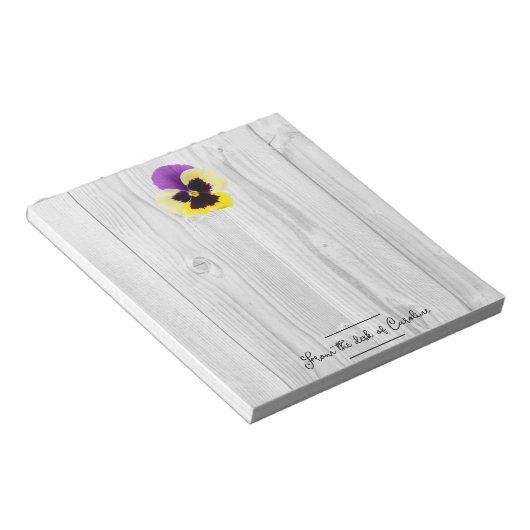 パープル素朴とイエローパンジーのメモ帳 ノートパッド (アングル)