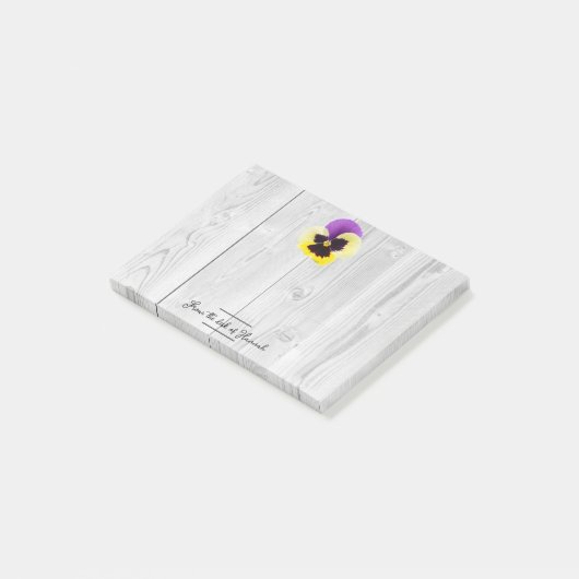 パープル素朴とイエローパンジーの注パーソナライズされた記 ポストイット (アングル)