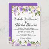 パープル素朴とクリームのフローラ結婚式招待状 招待状 (正面/裏面)