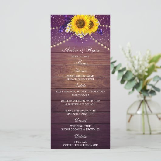 パープル素朴イエローサンフラワーフローラカントリーバーン メニュー (スタンド正面)