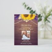 パープル素朴イエローヒマワリフローラバーンドフォト 案内ポストカード (スタンド正面)