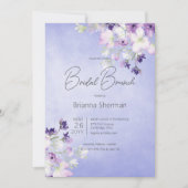 パープル素朴ウォーターカラーフローラブライダルブランチ 招待状 (正面)