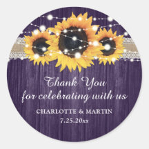 パープル素朴ウッドひまわり結婚の感謝