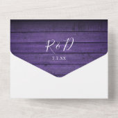 パープル素朴ウッドスクリプトモノグラムフローラ結婚ズ オールインワン招待状 (裏面)