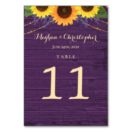 パープル素朴ウッドストリングライツヒマワリ結婚ーズ テーブルナンバー