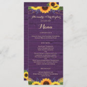 パープル素朴ウッドストリングライツヒマワリ結婚ーズ メニュー (正面/裏面)