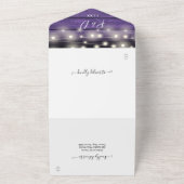 パープル素朴ウッドストリングライツフローラ結婚ズ オールインワン招待状 (外側)