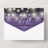 パープル素朴ウッドストリングライツフローラ結婚ズ オールインワン招待状 (裏面)