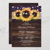 パープル素朴ウッドヒマワリ結婚式招待状 招待状 (正面/裏面)