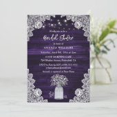 パープル素朴ウッドベビーズブレスブライダルシャワー 招待状 (スタンド正面)