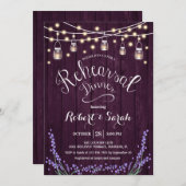 パープル素朴ウッドラベンダーリハーサルディナー 招待状 (正面/裏面)