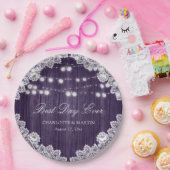 パープル素朴ウッドレースストリングラ結婚イト ペーパープレート (パーティー)