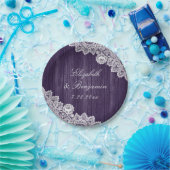 パープル素朴ウッドレースストリングラ結婚イト ペーパープレート (パーティー)