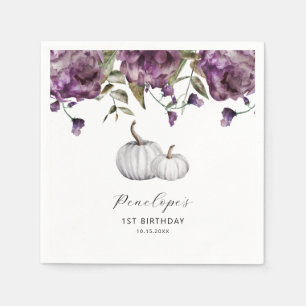 パープル素朴カボチャ秋誕生日パーティー スタンダードカクテルナプキン