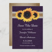 パープル素朴カントリーひま結婚わり セーブザデート (正面/裏面)