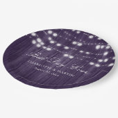 パープル素朴カントリー木材ストリングラ結婚イト ペーパープレート (アングル)