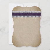 パープル素朴カントリー結婚バーラップレース 招待状 (裏面)