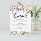 パープル素朴クリームフローラの結婚詳細カード エンクロージャーカード (スタンド正面)