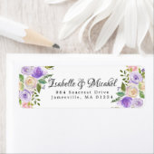 パープル素朴クリームフローラ差出人住所ラベル ラベル (インサイチュ)