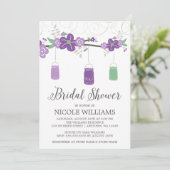 パープル素朴グリーンメイソンジャーブランチブライダルシャワー 招待状 (スタンド正面)