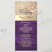 パープル素朴ストリングライト結婚式 プログラム (正面)