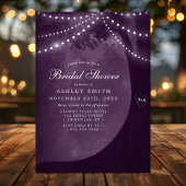 パープル素朴ツリーイニシャルライトブライダルシャワー 招待状