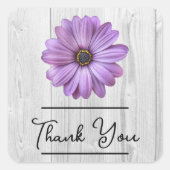 パープル素朴デイジーサンキューステッカー スクエアシール (正面)