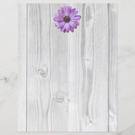 パープル素朴デイジーパーソナライズされた紙シート (裏面)