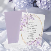 パープル素朴バラフローラファーストホーリーコミュニオン 招待状