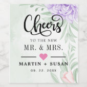 パープル素朴バラフローラユーカリプトゥスボホ結婚ズ ワインラベル (シングルラベル)