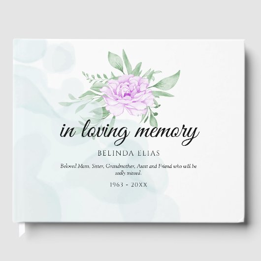 パープル素朴バラユーカリプタス葬式ゲスト ゲストブック (正面)