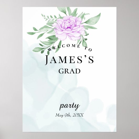 パープル素朴バラユーカリ卒業へようこそ ポスター (正面)