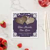 パープル素朴バーラップレースのストリングラ結婚イト スタンダードカクテルナプキン (インサイチュ)