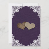 パープル素朴バーラップレースひまわり結婚の花 招待状 (裏面)