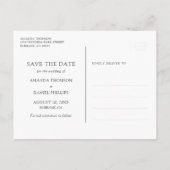 パープル素朴バーラップレース結婚式の日付を保存 案内ポストカード (裏面)