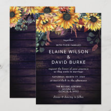 パープル素朴バーンウッドカントリーサンフラワー結婚ズ