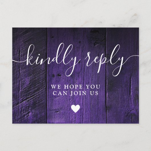 パープル素朴バーンウッドソングリクエストRSVPポストカード インビテーションポストカード (正面)