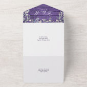パープル素朴バーンウッドフローラQRコード結婚ズ オールインワン招待状 (外側)