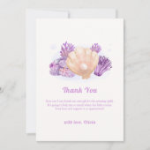 パープル素朴パールシーシェルベビーシャワー サンキューカード (正面)
